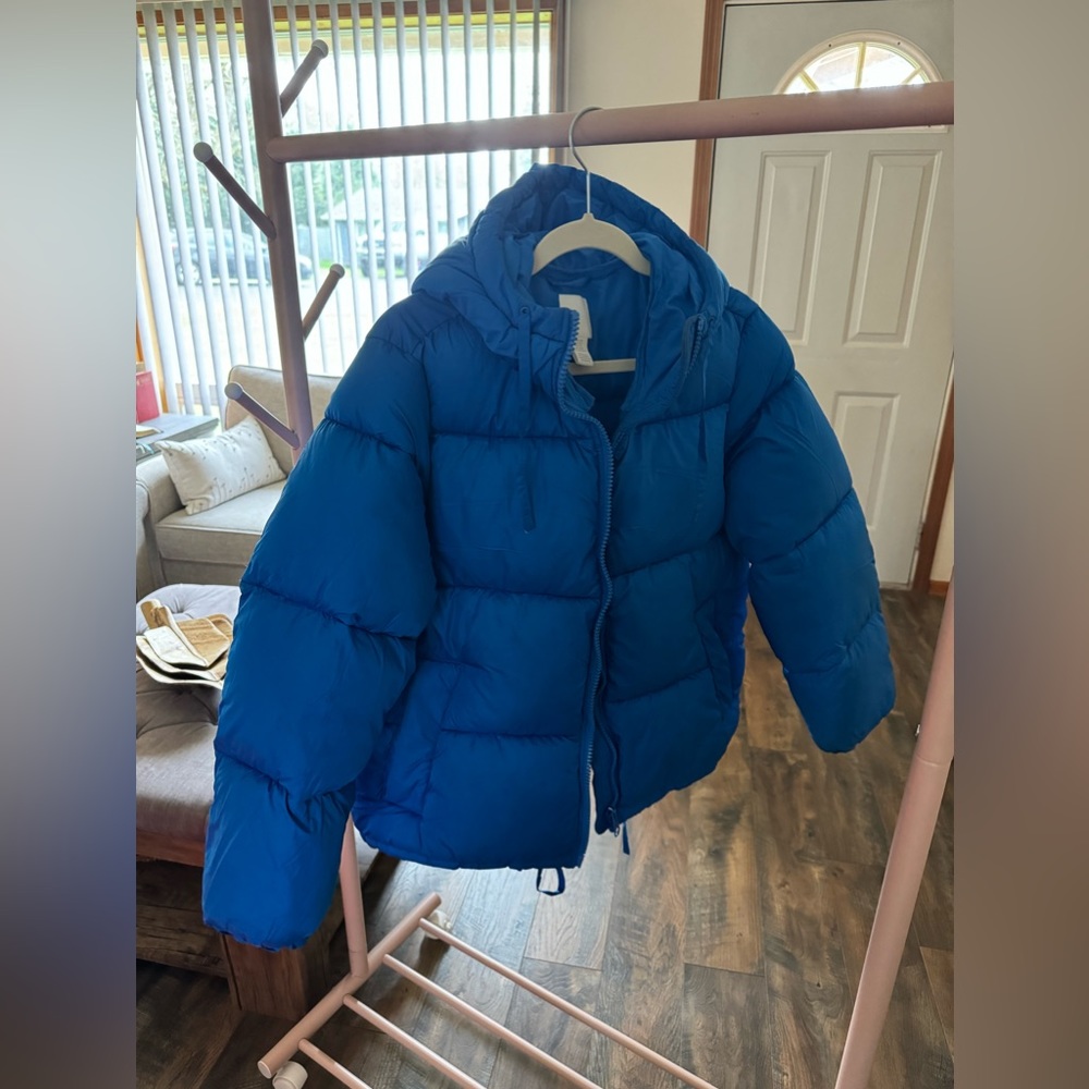 H&m puffer jacket blue xs